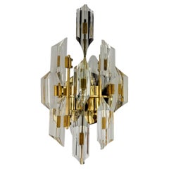 Oscar Torlasco for Stilkronen Wall Sconce, cut Murano glass, italy, Circa 1970's