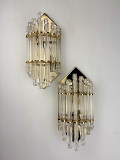 Pair of Venini wall lights, Murano cut glass, Circa 1970's, Italy