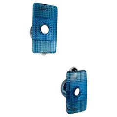 Pair of Space Age Blue Murano Glass Wall Sconces, Italy 1970s