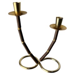 Faux Bamboo & Brass Candleholder, Italy, 1970's