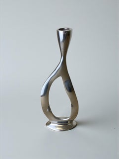 Biomorphic candleholder, solid aluminum, Spain, circa 1970