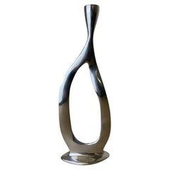 Biomorphic candleholder, solid aluminum, Spain, circa 1970