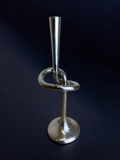 XL knotted candlestick in Solid aluminum, Italy, 1980's