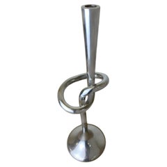 XL knotted candlestick in Solid aluminum, Italy, 1980's