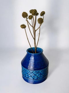 Blue ceramic vase by Aldo Londi for Bitossi, Italy, 1960's