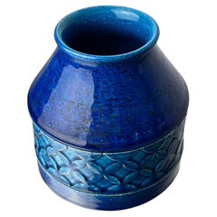 Blue ceramic vase by Aldo Londi for Bitossi, Italy, 1960's