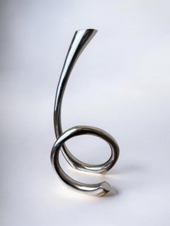XL Biomorphic candleholder, solid aluminum, Spain, 1970's