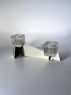 Candelabro de Peill & Putzler, de cristal y metal, Alemania, década de 1970