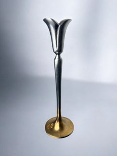 Brutalist candlestick by Art3, brass & Aluminium, Spain, 1970's