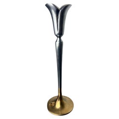 Brutalist candlestick by Art3, brass & Aluminium, Spain, 1970's
