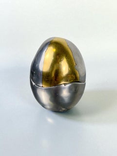 Brutalist Egg shaped lighter-ashtray by Ardisur, Bronze and aluminum, 1970's, Sp