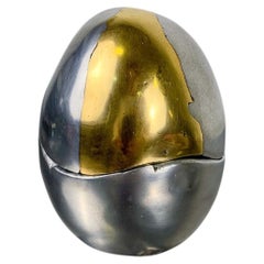 Brutalist Egg shaped lighter-ashtray by Ardisur, Bronze and aluminum, 1970's, Sp