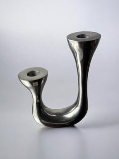 Biomorphic candleholder, solid aluminum, Spain, Circa 1970's
