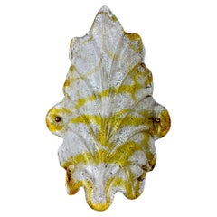 Orange Murano Frosted Leaf Sconce, Textured Glass & Gilt Details, Italy 1970s
