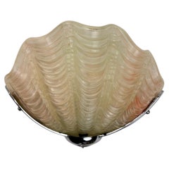 French Art Deco Shell Wall Sconce – Amber Glass, 1960s