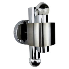 Space age 2-light wall sconce, chromed metal, Italy, 1970's