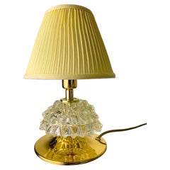 Italian Barovier Murano Rostrato Glass and Brass Table Lamp, 1940s