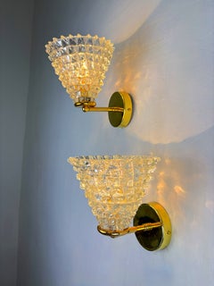 Par de lámparas de pared de cristal de Murano «Rostrato» de Barovier & Toso, de mediados de siglo, Italia, 1960