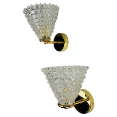 Par de lámparas de pared de cristal de Murano «Rostrato» de Barovier & Toso, de mediados de siglo, Italia, 1960