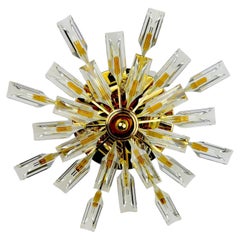 Sun-Shaped ceiling or wall light by Oscar Torlasco StilKronen Cut Murano Glass