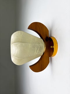 Pear-shaped "Cocoon" wall sconce, resin and pine wood, Italy, 1970's