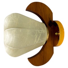 Pear-shaped "Cocoon" wall sconce, resin and pine wood, Italy, 1970's