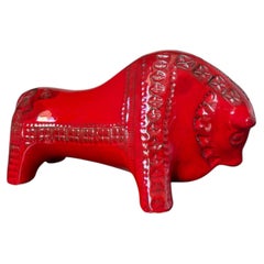 Red Ceramic Bull by Aldo Londi for Bitossi, Italy, 1960's