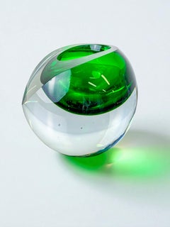 Italian Green Sommerso Candleholder by Seguso, Murano, 1970's