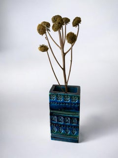 Vase en céramique bleue « Rhimini » par Aldo Londi pour Bitossi, Italie, vers 1960