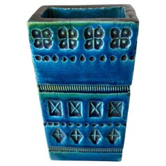 Vase en céramique bleue « Rhimini » par Aldo Londi pour Bitossi, Italie, vers 1960