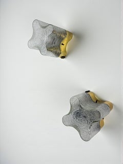 Coppia di applique da parete Gaetano Sciolari per Lightolier, vetro smerigliato di Murano, Italia