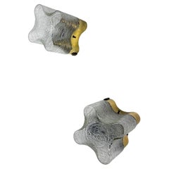 Coppia di applique da parete Gaetano Sciolari per Lightolier, vetro smerigliato di Murano, Italia