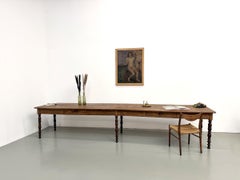 Large Farmhouse Dining Table in Solid Pine, France, circa 1900