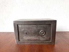 Small Antique French Steel Safe with Original Key, circa 1900-1920