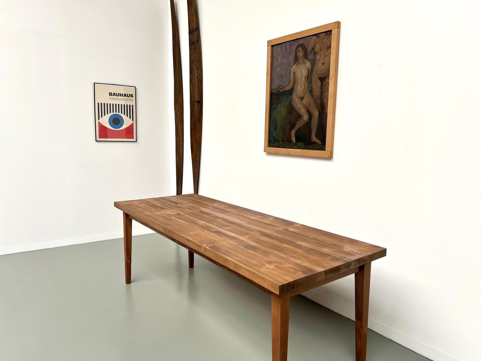 French pine farmhouse table – 1970s For Sale 4