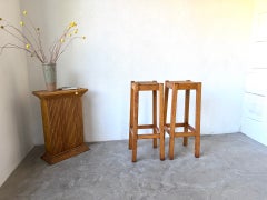 French tall rustic brutalist-style bar stools