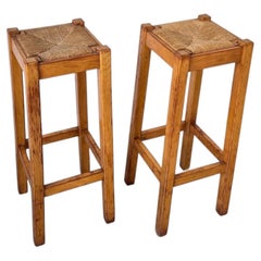 French tall rustic brutalist-style bar stools