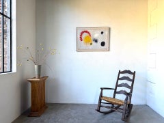 Large abstract painting on linen canvas in the style of Joan Miro
