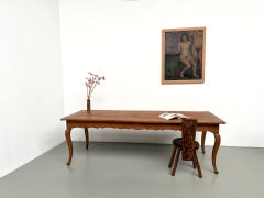Large 1900s farm table in solid cherry wood
