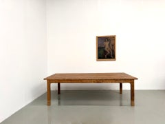 Large 1950s brutalist solid oak farmhouse table