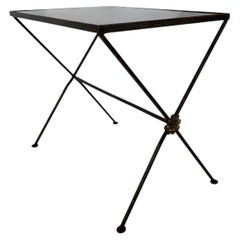 Modernist Nesting Tables in Metal and Black Glass, 1950s, Set of 2