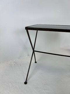 Modernist Nesting Tables in Metal and Black Glass, 1950s, Set of 2