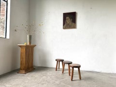 Set of 3 French Tripod Stools in Beech, 1960s
