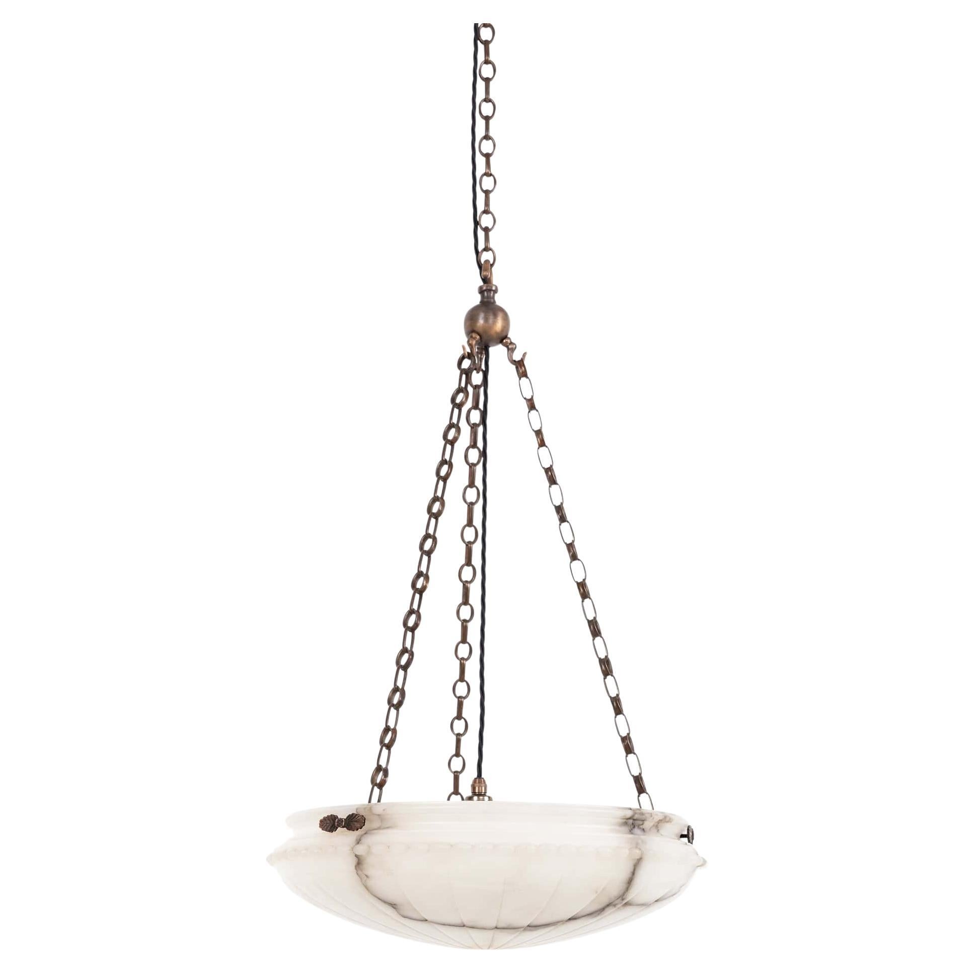 Antico Plafonnier da soffitto in alabastro Art Deco, C.C. 1920