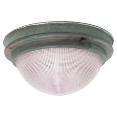 Antique Verdigris Copper Holophane Flush Mounted Bulkhead Metro Light Antique Verdigris Copper Holophane Flush Mounted Bulkhead Metro Light