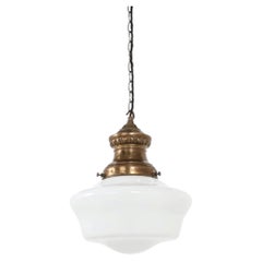 Early 20th Century Antique GEC Church Opaline Glass Pendant Lamp Light, c.1910