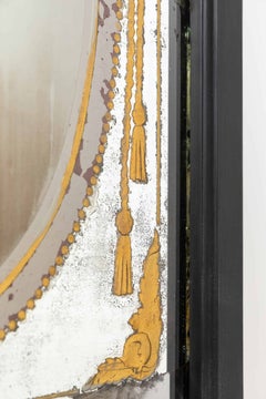 Antique Early 20th Century French Telephone Etched Gilt Painted Mirror. c.1920