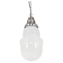 Mid-20th Century Vintage Industrial Two-Tone Opaline Glass Pendant Light, c.1950