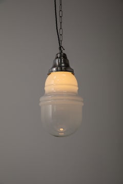 Mid-20th Century Vintage Industrial Two-Tone Opaline Glass Pendant Light, c.1950