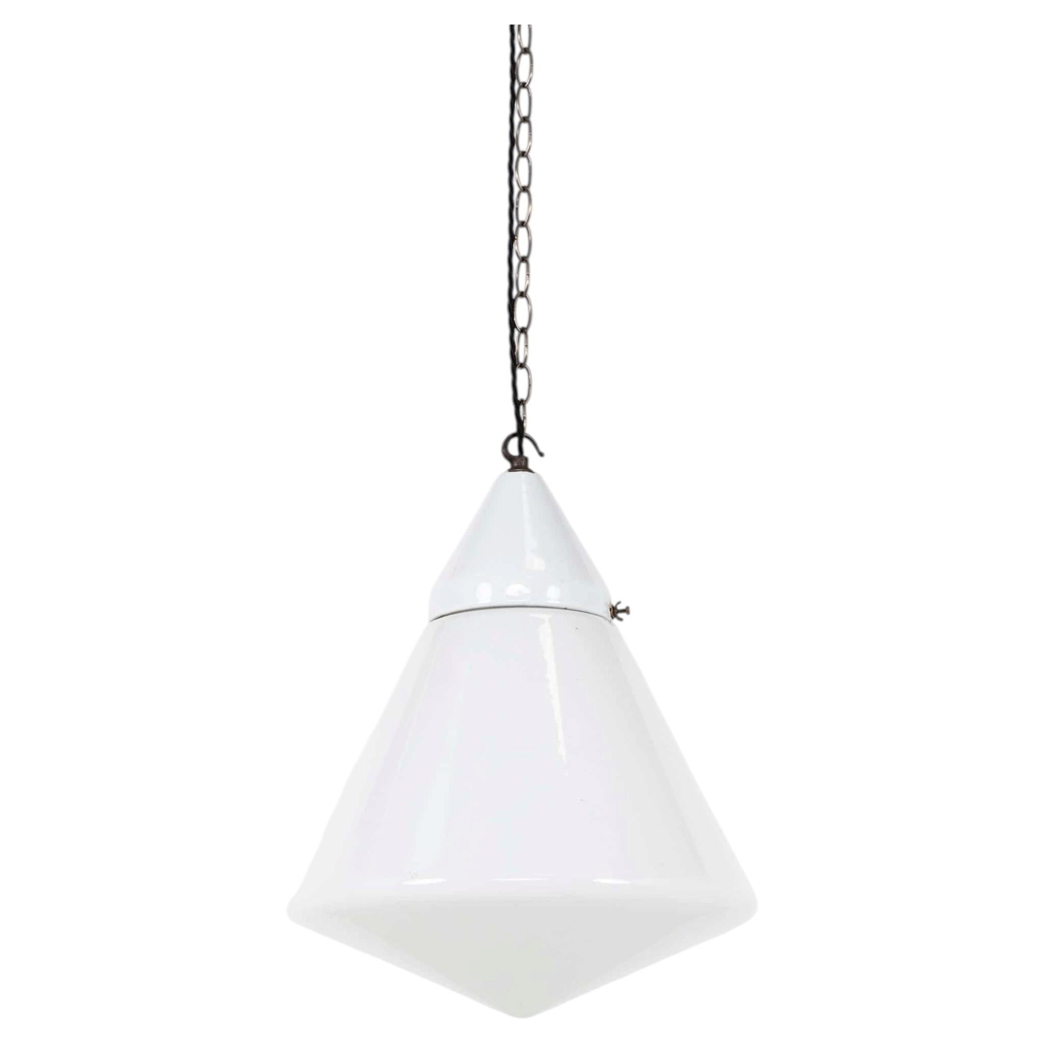 Early 20th Century Antique Philips Phililite Opaline Glass Pendant Light, c.1920 For Sale